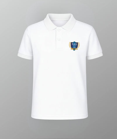 Unisex White PE-Polo T-shirt (GR6 – GR12)-NAS