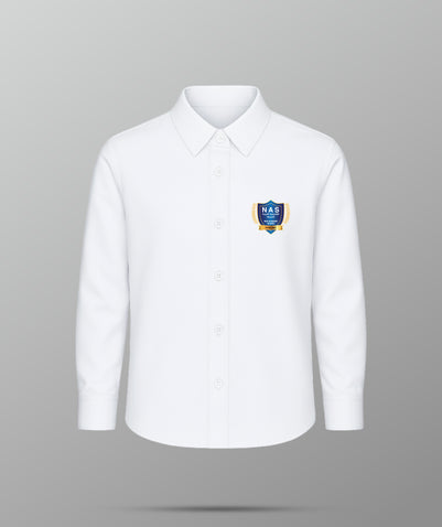 Boys White Long Sleeve Shirt (GR 1 – GR 5)-NAS