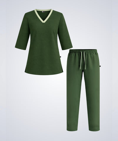 Women’s Maid Uniform – Contrast V-Neck Set
